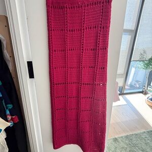 Mango Fuchsia Crochet Maxi Skirt